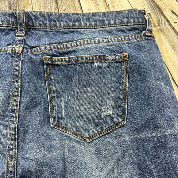 Gianni Bini Jeans‎ Womens Large Blue Distressed Straight Fit Denim Pants - Picture 8 of 14